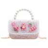Bolso de moda para niña Bolso de mano de perlas de dibujos animados Bolso de hombro estilo Chanel moderno que combina con todo Bolso cuadrado pequeño con cadena bandolera