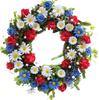 Guirnalda de Hierba y Flores para el Día de la Independencia de EE. UU. Cruz Estrellas Bandera Colgante de Pared Atmósfera Festiva para el Hogar Decoración de Tela Venta al por Mayor
