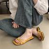 Chanclas de Punta Cuadrada Francesa Sandalias Romanas de Verano para Mujer Chanclas Planas de Tira Fina y Delicada