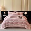 Conjunto de Quatro Peças de Pelúcia de Coelho Levemente Luxuoso e de Alta Qualidade Leite Veludo Espessado Veludo Coral de Inverno Lençóis e Fronhas de Edredom Veludo Dupla Face Roupa de Cama