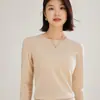Suéter de Cashmere Novo com Gola Redonda para Mulheres Outono e Inverno 2026, Suéter de Lã Estilo Básico Clássico, Suéter de Malha com Manga Longa para Camada Base