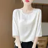 2026 Nuevo Estilo Chino Primavera/Verano Nuevo Suéter de Cuello Redondo con Relieve de Manga Corta Holgado Camiseta