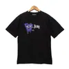 Marca de moda europeia e americana estampa de logo graffiti letra palma camiseta de manga curta solta masculina e feminina casual solta manga curta