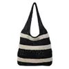 Bolso de Mano con Diseño Rayado Hueco Simple Transfronterizo Bolso de Hombro Verano Bolso Tejido de Nicho Bolso Tejido de Amazon