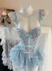 Ropa Interior "Sweetheart Barbie" Estampado Floral Encaje Dulce Varillas Push-Up Puro Deseo 992