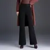 Calça preta feminina 2026 outono e inverno nova cintura alta emagrecedora drapeada flare casual versátil calça comprida calça social