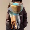 Bufanda para Mujer Otoño e Invierno Estilo Coreano Nuevo Estilo Europeo y Americano Engrosada de Moda Hilo Circular Cuadros Arcoíris Cálida para el Cuello Moda