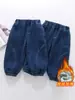 Pantalones vaqueros de retazos para niño, forro polar, estilo coreano, mono de pana casual para niños, para bebés y niños pequeños, calidad de exportación
