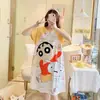 Camisón para Mujer Verano 2025 Nuevo Camisón de Largo Medio Ropa para el Hogar Pijama de Estudiante de Dibujos Animados Estilo Coreano para Vestir