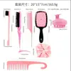 Cepillo para Lavar el Cabello Transfronterizo, Peine Masajeador, Peine de Dientes Separados Hueco, Peine de Tupé, Botella con Atomizador, Goma para el Cabello, Peine para Peinar el Cabello, Set de Herramientas de Estilismo