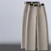 Pantalones Scimitar de Mezclilla Color Caqui para Mujer, Otoño e Invierno 2026, Forrados de Felpa, Engrosados, de Cintura Alta, Adelgazantes, Pantalones Casuales Sueltos, Pantalones de Pierna Ancha Cálidos