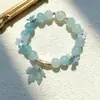 Pulsera Nueva de Cristal y Vidrio con Colgante de Flor y Hoja de Arce, Pulsera de Amistad para Mujer, Joyería Festiva, Venta al por Mayor para Atracciones Turísticas