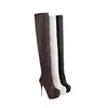 Superficie Suave Elástica Mesa de Agua Botas de Tacón Alto Hasta la Rodilla Transfronterizo Nuevo Comercio Exterior talla extra Botas para Mujer Botas Largas