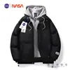 Jaqueta de inverno de algodão masculina NASA Jinjiang, marca da moda para adolescentes e estudantes, casaco de algodão com visual de duas peças, grosso e solto, moderno