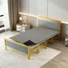 Cama plegable para uso doméstico, cama doble con estructura de hierro y colchón, cama sencilla para viviendas de alquiler, cama de tablero duro, cama para siesta en la oficina, cama individual