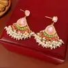 Pendientes Vintage de Borla de Perlas Incrustados con Diamantes, Pendientes Retro Estilo Palacio, Pendientes Exagerados con un Diseño Único