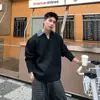 Suéter de Tricô Cinza Falso Duas Peças com Gola Polo para Homem, Outono e Inverno, Luxo Acessível, Estilo Yuppie, Solto e Casual, Peça Básica de Tricô