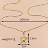 Moderna, Sencilla, Elegante, Personalizada, Textura Martillada Retro Acero de Titanio Dorado Estilo Fresco Colgante de Collar de Estrella de Mar