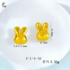 Conejo de Orejas Caídas con Circonita Roja, Accesorios para Joyería DIY, Latón Chapado en Oro con Diseño de Goteo de Aceite, Múltiples Estilos Disponibles, Estilo de Dibujos Animados