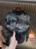 Sudadera de Invierno Nueva con Estampado de Letras de Manga Larga para Hombre, Lujo Ligero de Moda Cielo Estrellado Desgastada Forrada de Polar Cuello Redondo Top Casual