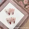 Ao Mian Névoa Rosa Pura Feito à Mão Pontas de Unha Usáveis Zircônia Diamante Completa Arte de Unha com Diamante Zircônia Super Brilho Francês Pintado à Mão Olho de Gato Beleza