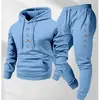 Conjunto Retro de Dos Piezas para Hombre con Estampado de Letras Transfronterizo Europeo y Americano, Sudadera de Manga Larga y Pantalones Deportivos para Correr en Otoño e Invierno