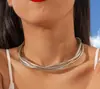 Pulsera Punk de Estilo Normcore Metálico Europeo y Americano Transfronterizo con Cuello Exagerado, Hueso de Serpiente Personalizado, Múltiples Capas, Hebilla de Giro Triple