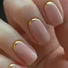 Uñas postizas cuadradas cortas blancas tipo armadura, estilo francés, armadura, simples, clásicas, para chicas, combinan con todo, de alta calidad, removibles, manicura, venta al por mayor