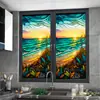 BL130 Color Transfronterizo Atardecer en la Costa Pegatina Estática para Vidrio Película para Ventana de PVC sin Adhesivo Adhesivo Removible para Ventana de Vidrio