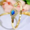 Pulseira Minimalista de Zircônia Exclusiva Transfronteiriça Bangle de Cristal Banhado a Ouro 18K Geométrico Aberto Ajustável Joia