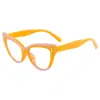 Nuevo Diseño de Ojo de Gato con Remaches Estilo Europeo y Americano, Gafas de Moda de Alta Gama Sin Receta para Mujer, Gafas Versátiles de Tendencia con Bloques de Color para Uso Diario para Hombre