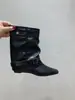 Botas curtas de camurça cáqui estilo retrô Chuyuji para mulheres, botas estilo francês, design de nicho de outono, botas western com salto bloco