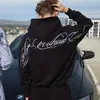 Sudadera Casual con Estampado de Letras Estilo Gótico Simple Manga Larga Holgada Sudadera Fresca Moderna High Street Estilo Americano Sudadera Pantalones
