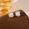 Aretes Coreanos Dulces de Circonita Estrella y Luna con Perla, Lujo Ligero, Aretes de Diseño de Nicho Dulce, Aretes Exquisitos y Versátiles