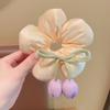Anillo para el cabello de intestino grueso con flor de tulipán para niños 2025 Nuevo Cuerda para el cabello con bola para niñas Estilo coreano Diadema con correa Accesorios para el cabello