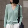Novo Cardigã de Tricô para Primavera e Outono para Mulheres, Gola V, de Botão Único, Cor Sólida, Jaqueta Suéter Casual Versátil Reta