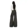 Pantalones de traje casual de pierna ancha en color Naranja Juvenil # Gris para mujer, corte holgado, adelgazantes, favorecedores, con caída, versátiles, pantalones de largo hasta el suelo