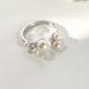 Anillo Abierto de Perla Cruz de Circonita Diseño Nicho Femenino ins Elegante Celebridad Elegante Ajustable Dedo Índice de Alta Gama
