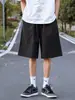 Shorts Finos de Verão com Cordão para Meninos e Adolescentes Cor Lisa Calças de Cinco Pontos Retro Casual Esportivas Calças Retas Levemente Elásticas