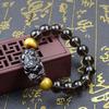 Pulsera de valiente de obsidiana de hielo natural piedra ojo de tigre piedra ojo de tigre pulsera hombre obsidiana fábrica venta directa al por mayor