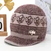 Gorro de Lana Cálido con Forro de Piel de Conejo para Mujer Otoño e Invierno, Gorro de Punto Grueso con Protección para Orejas y Frío para Personas de Mediana Edad y Mayores, Abuela