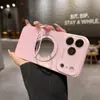 Adecuado para Apple 17ProMax, funda de cristal para teléfono con sensación de hielo, soporte giratorio de 360 grados con espejo, funda anticaídas para iPhone16