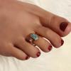 Anillo de pie articulado de turquesa con incrustaciones de diamantes de estilo étnico retro de moda 2023 Europeo y Americano Nuevo Temperamento Simple Ajustable Anillo de pie