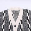 Para Aliexpress Popular Exportación Transfronteriza Ropa Europea y Americana Color de Contraste Giro Cuello en V Suéter Holgado Cárdigan de Punto Chaqueta