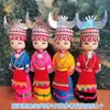 Boneca Étnica Estilo Chinês Boneco de Madeira Artesanal Desenho Animado Artesanato em Madeira Ornamento Brinquedo Boneca Alta