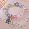 Pulseira Infantil de Desenho Animado Feminina Princesa Contas de Vidro Pulseira Fofa para Menina Bebê Joia Estudante Pulseira Joia
