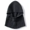 Gorro y calentador de cuello de cachemira engrosados para otoño e invierno, calentador de cuello de cachemira tejido, gorro de una sola pieza, gorro para clima frío, gorro de moda