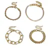 Amazon Novo exagero liga corrente grossa torcida pulseira feminina moda pulseira em forma de C conjunto de 4 peças