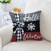 Funda de almohada cruzada Temu, nueva, de lino, con estampado de tablero de ajedrez negro y lazo, impresa por una sola cara, para decoración de sala de estar