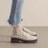 Mocasines de cuero genuino con suela gruesa para mujer, nuevos zapatos pequeños de cuero vintage 2026, zapatos de mujer sin cordones con tacón grueso y suela blanda